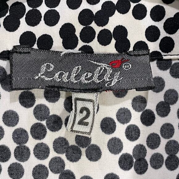 Vintage Y2K Polka Dot Tie Front Pearl Snap Top Rockabilly Retro Office Siren XS - Picture 6 of 6